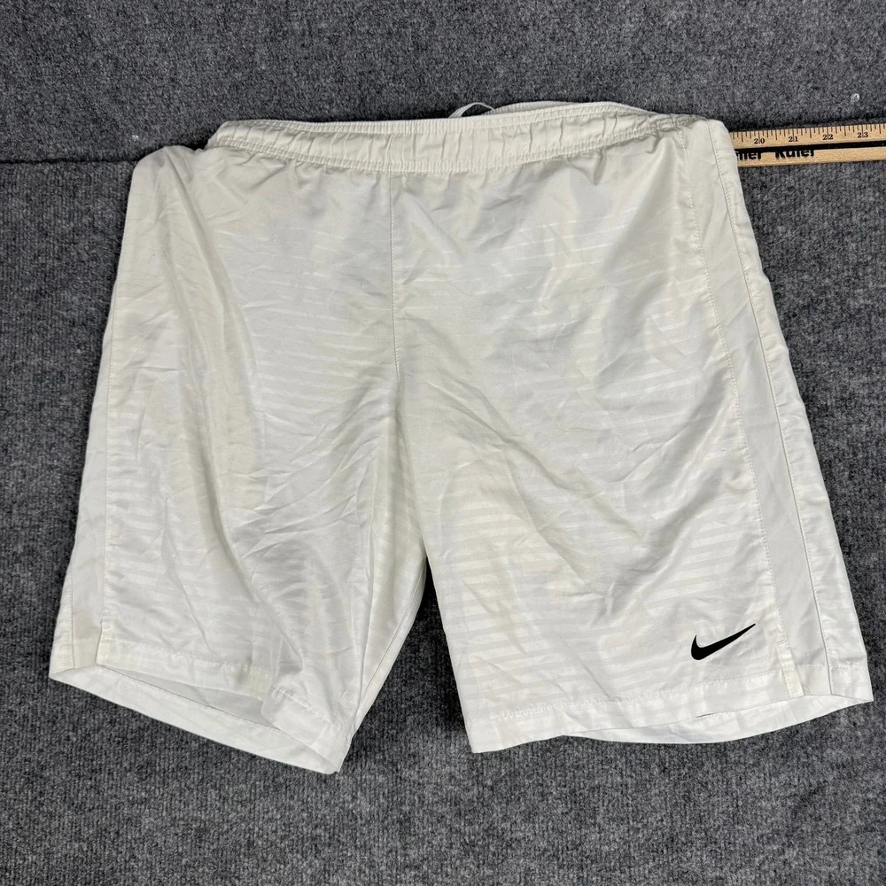 Nike Athletic Shorts Mens Size L White Dri-Fit Striped Lightweight Performance